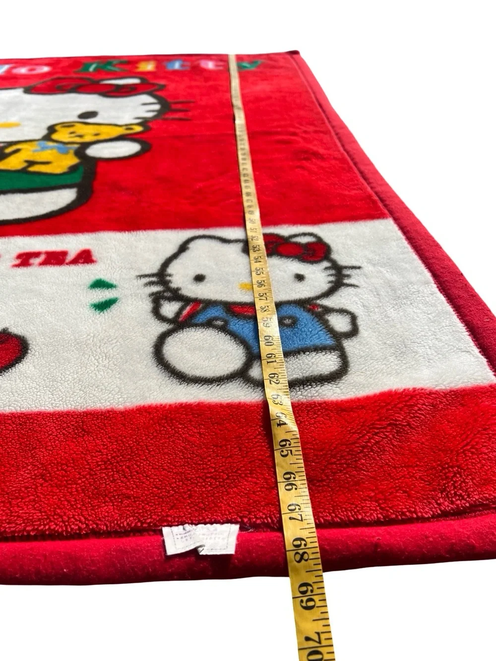 RARE VTG HELLO KITTY 1993 Plush Minky Blanket Made in Japan 68.5x53” Cozy Fleece